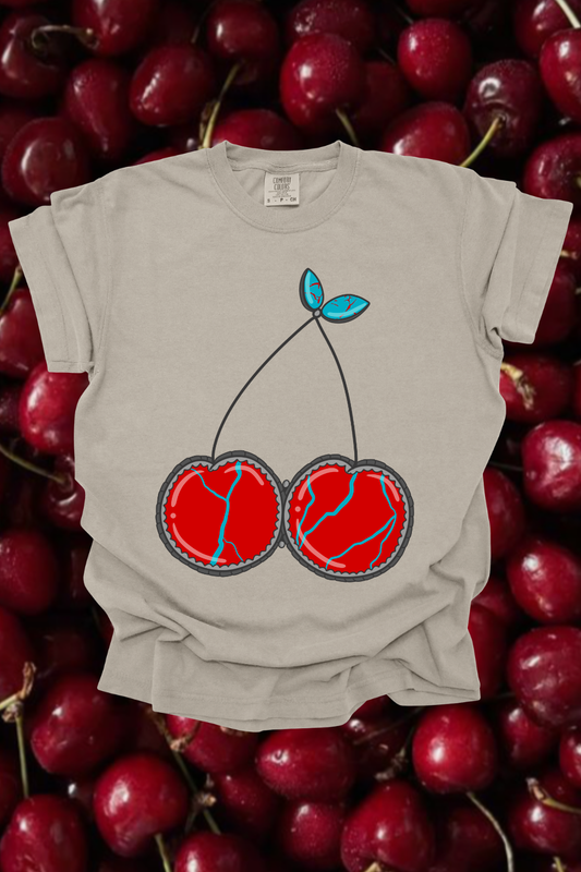 Turquoise Cherry Graphic Tee