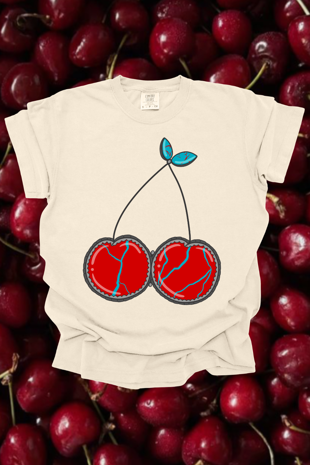 Turquoise Cherry Graphic Tee