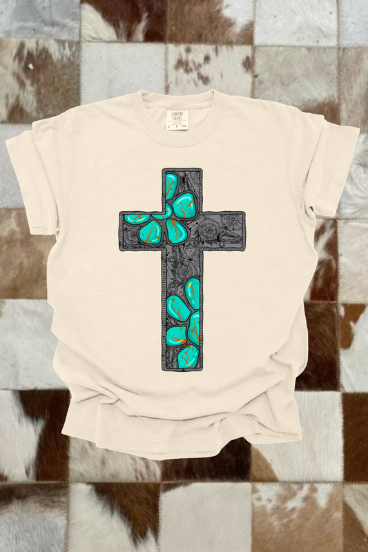 Turquoise Cross Graphic Tee