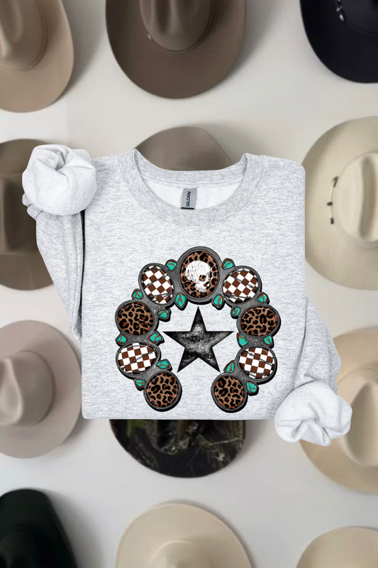 Turquoise & Leopard Squash Sweatshirt