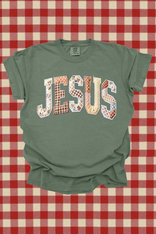 Faux Quilted Jesus Graphic Tee