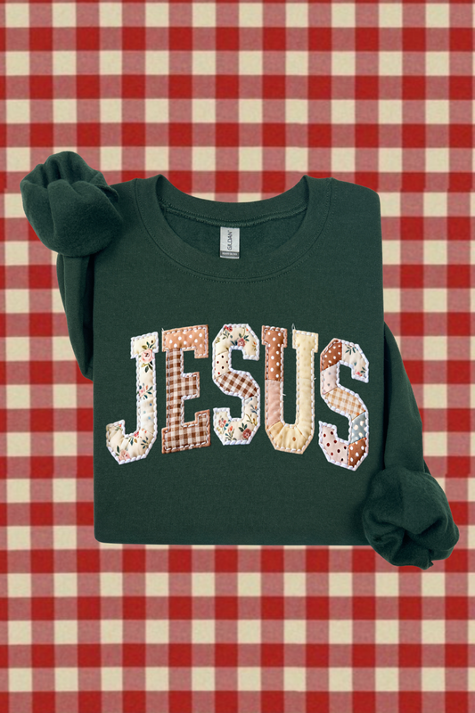 Faux Quilted Jesus Sweatshirt