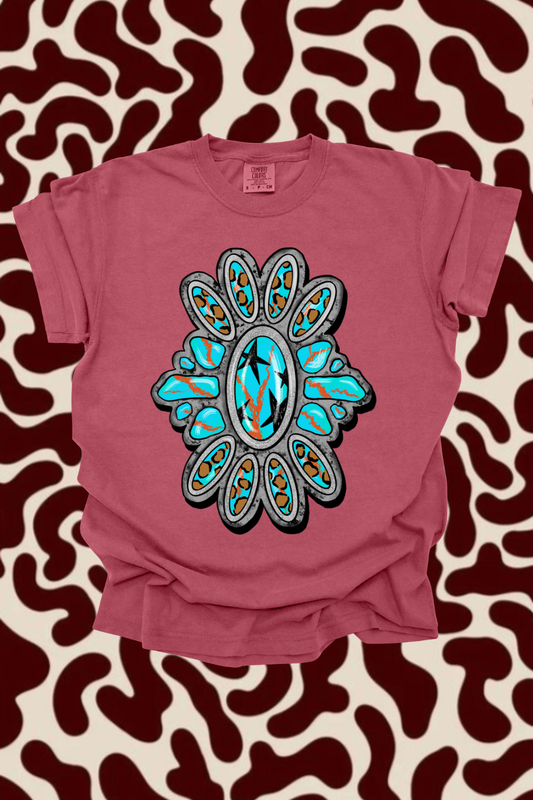Turquoise Leopard Graphic Tee