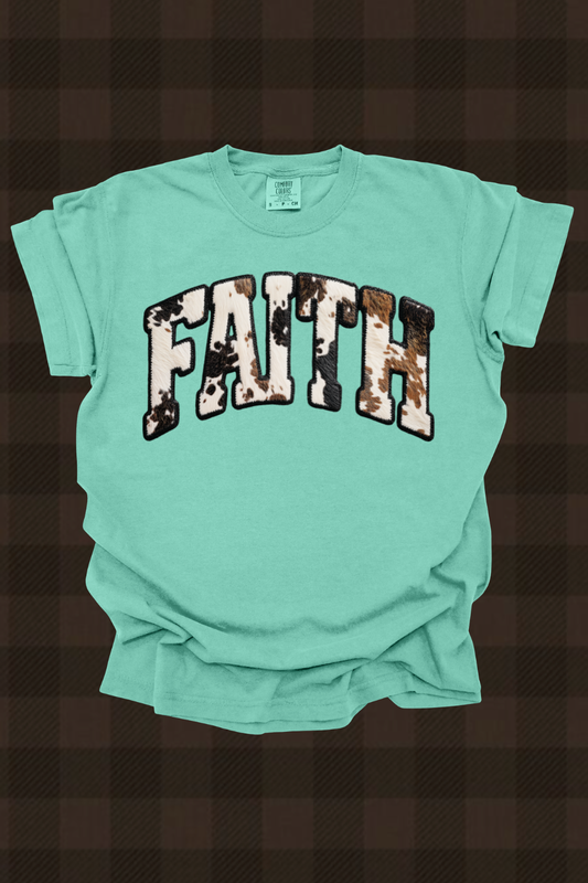 Faith Black Cowhide Graphic Tee