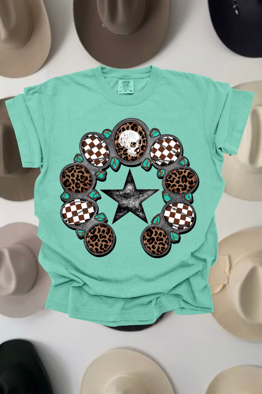 Turquoise & Cheetah Squash Graphic Tee