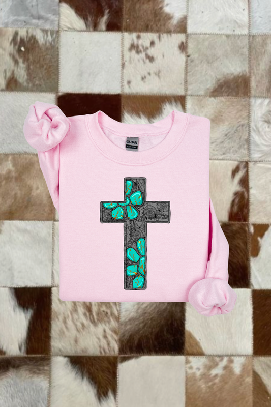 Turquoise Cross Sweatshirt