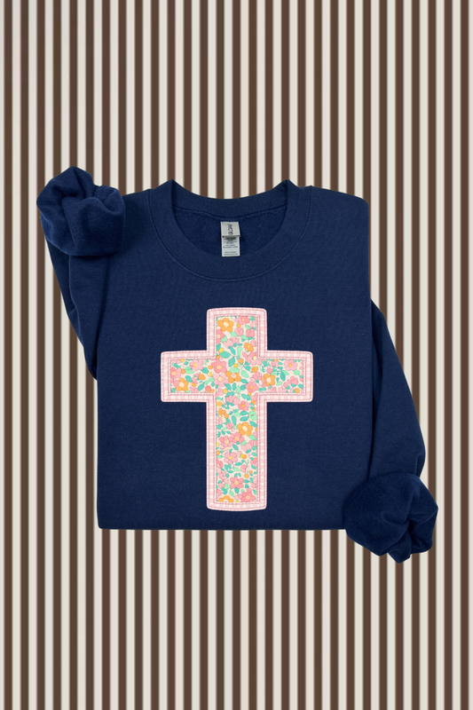Faux Quilted Cross Sweatshirt