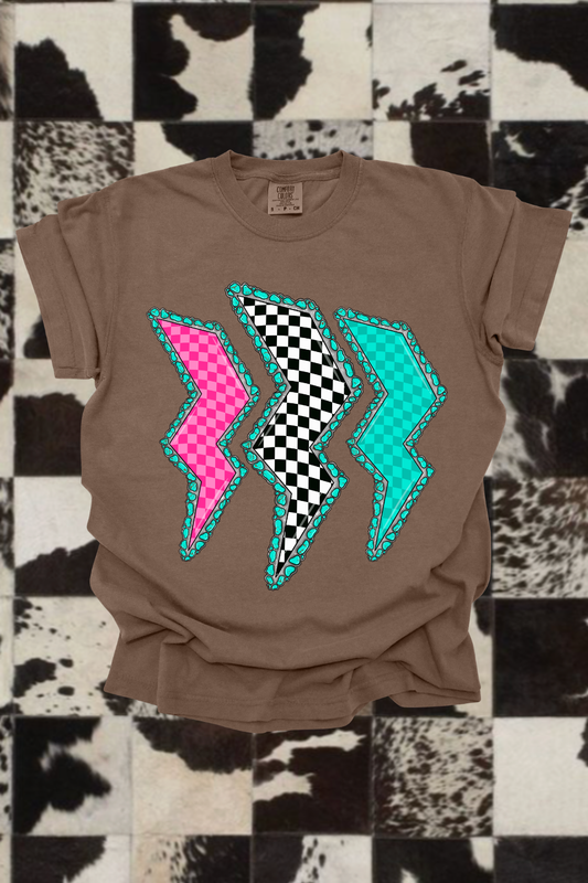 Checkered Lightning Graphic Tee