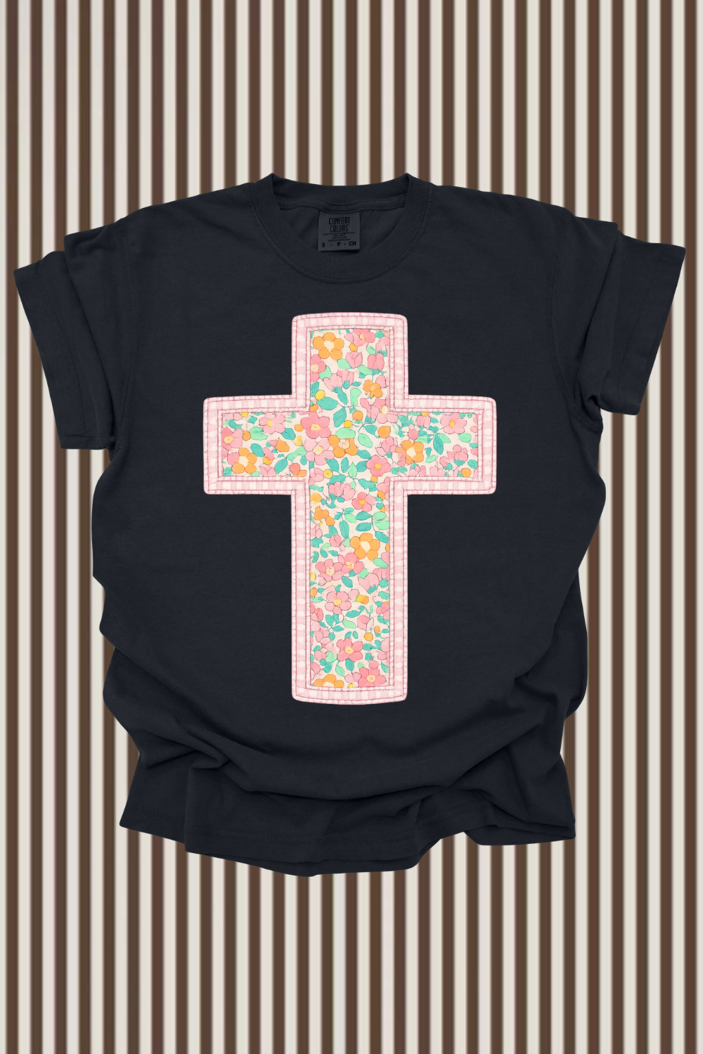 Faux Quilted Cross Graphic Tee