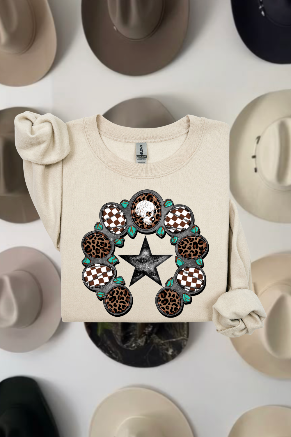 Turquoise & Leopard Squash Sweatshirt