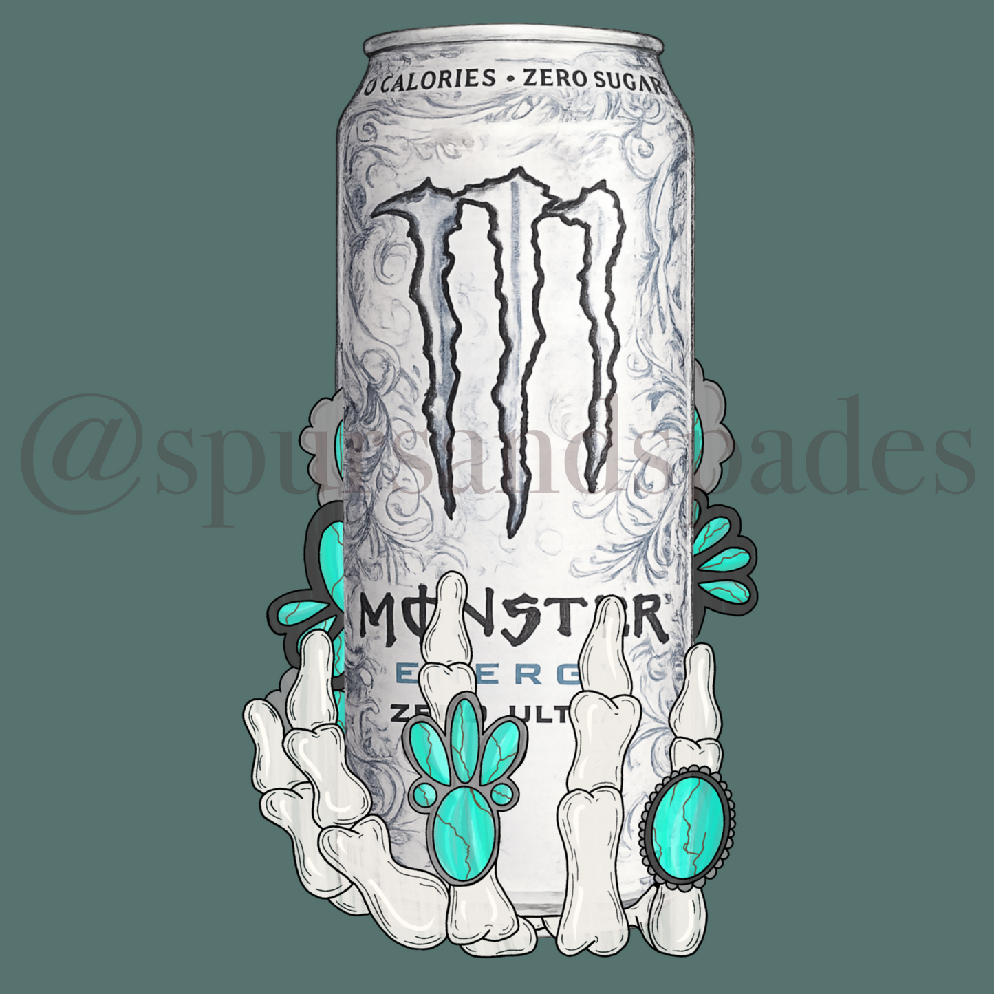 Turquoise White Monster PNG