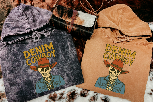 Denim Cowboy Mineral Wash Hoodie