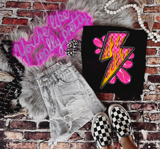 Pink Lightning Graphic Tee