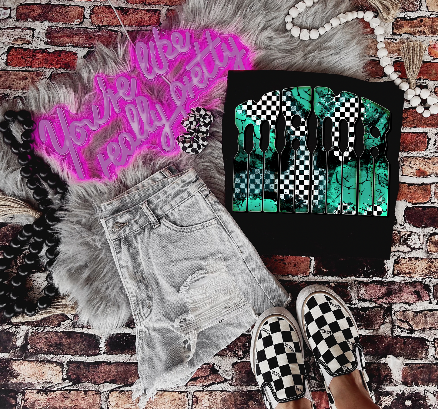 Black & Turquoise Mama Graphic Tee