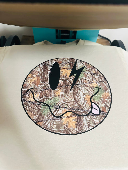 Camo Smiley Graphic Tee