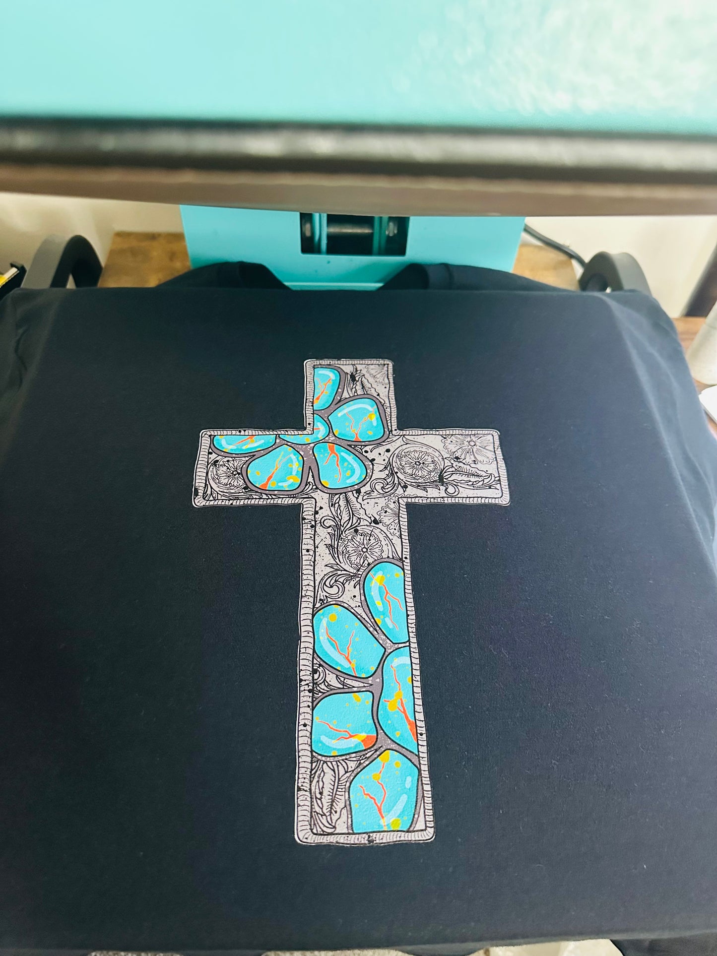 Turquoise Cross HTV Transfer