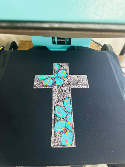 Turquoise Cross HTV Transfer