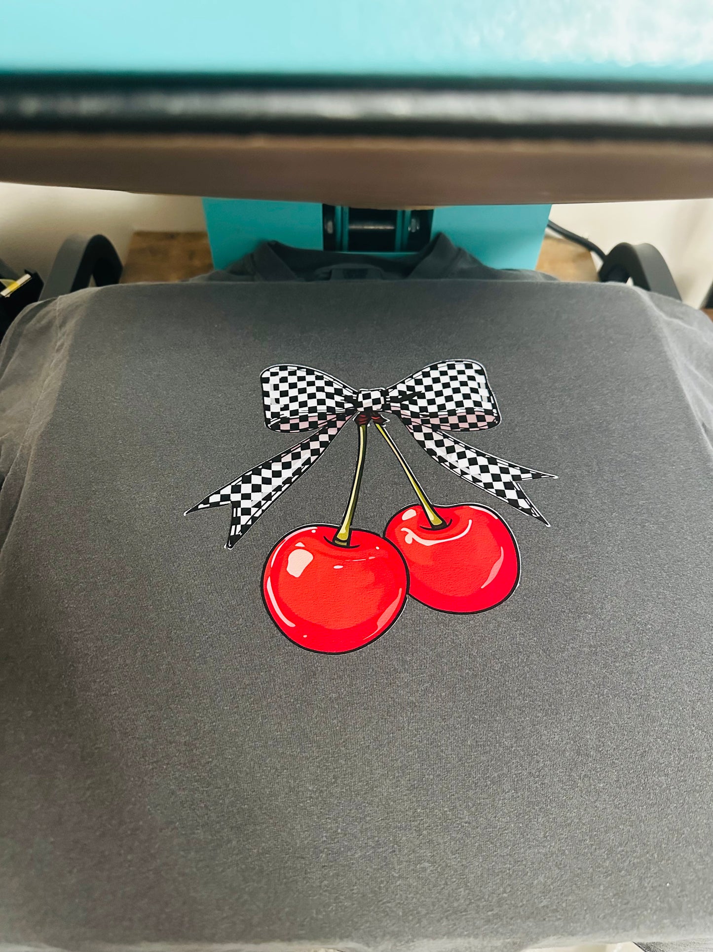 Checkered Cherries HTV Transfer