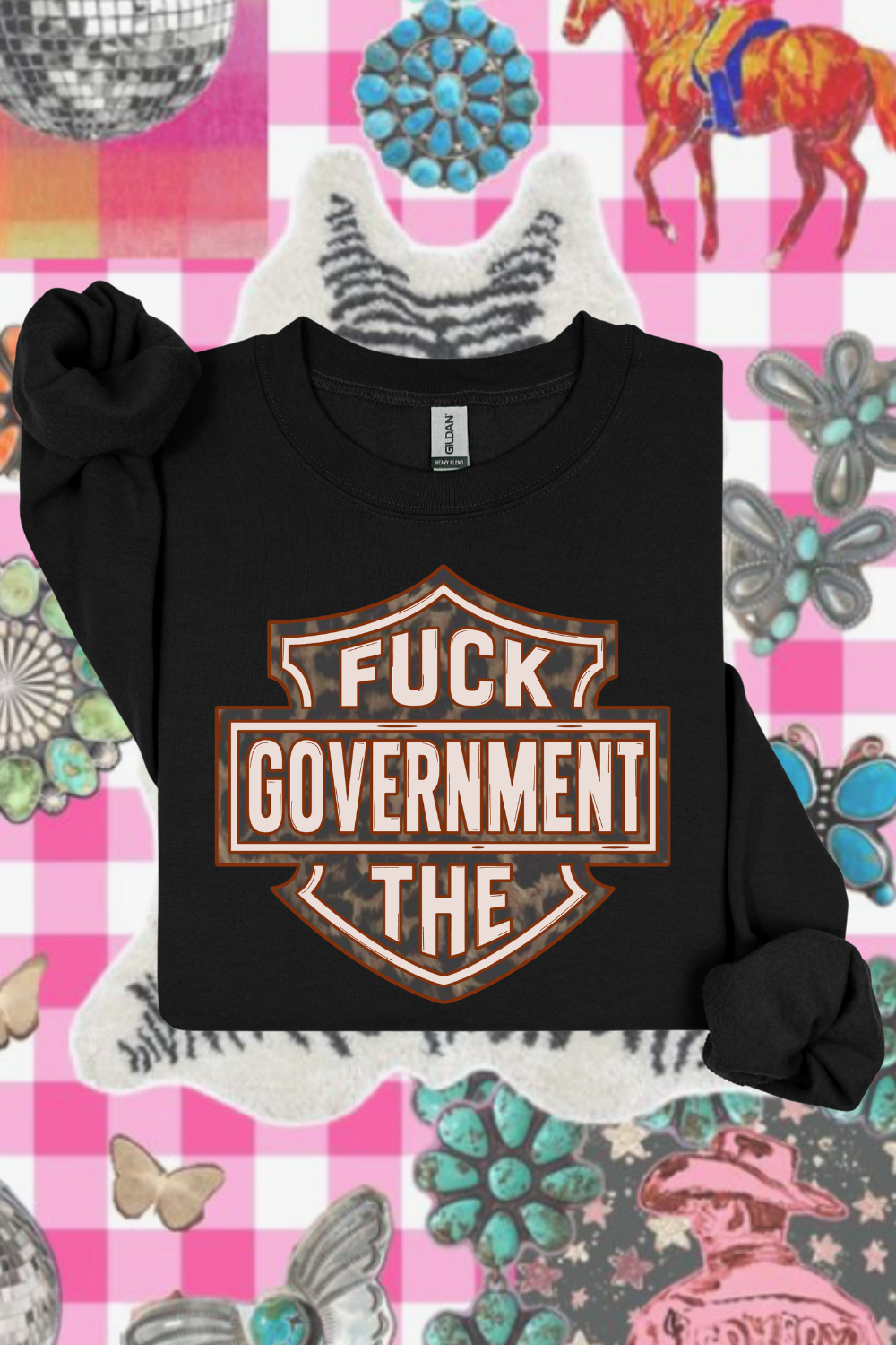 F*ck The Government Leopard Sweatshirt
