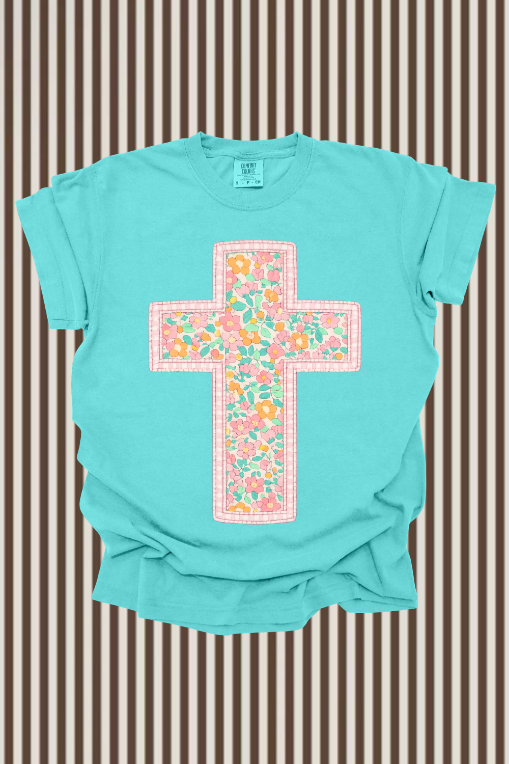 Faux Quilted Cross Graphic Tee