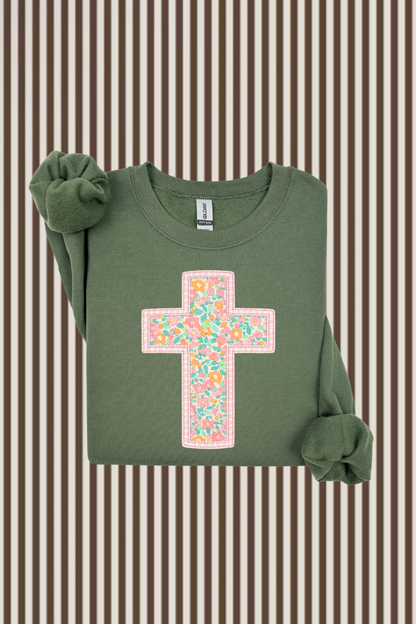 Faux Quilted Cross Sweatshirt