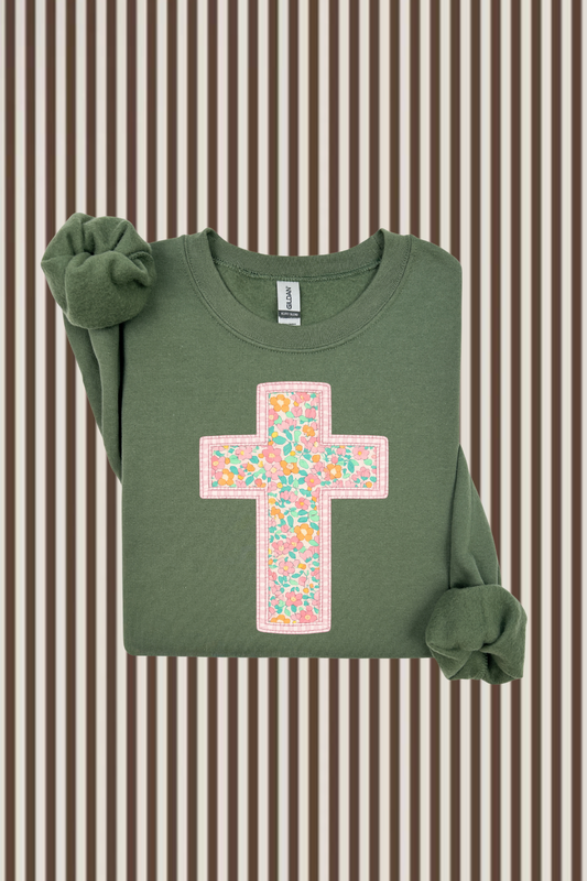 Faux Quilted Cross Sweatshirt