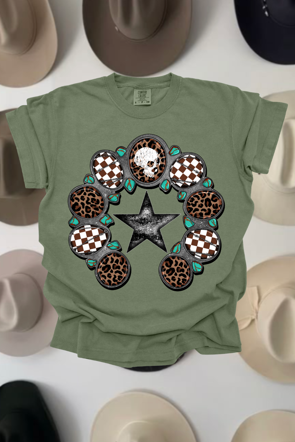 Turquoise & Cheetah Squash Graphic Tee