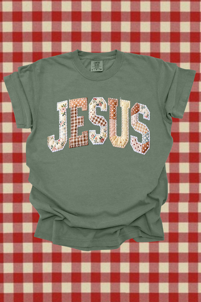 Faux Quilted Jesus Graphic Tee