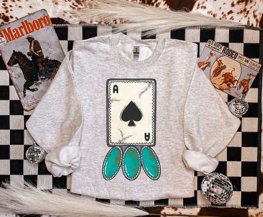 Turquoise Ace Crewneck
