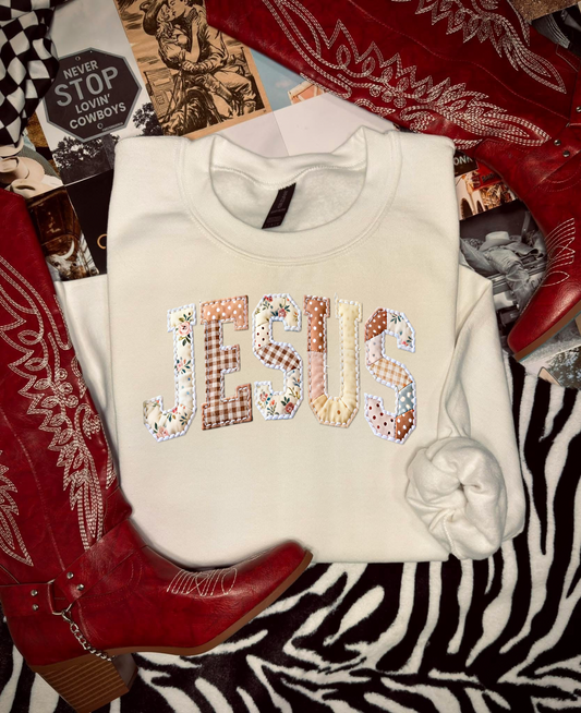 Jesus Patchwork Crewneck
