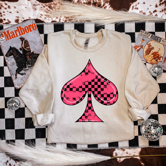 Neon Pink Spade Crewneck