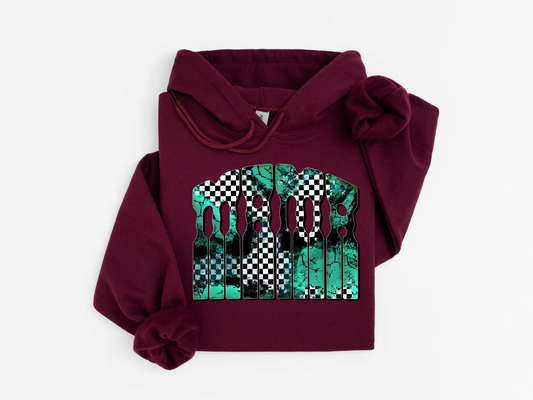 Black & Turquoise Checkered Mama Hoodie