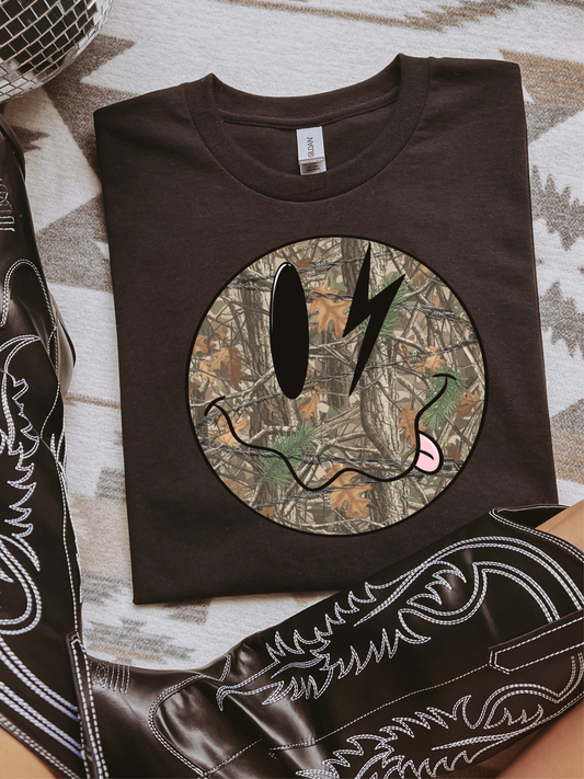 Camo Smiley Graphic Tee