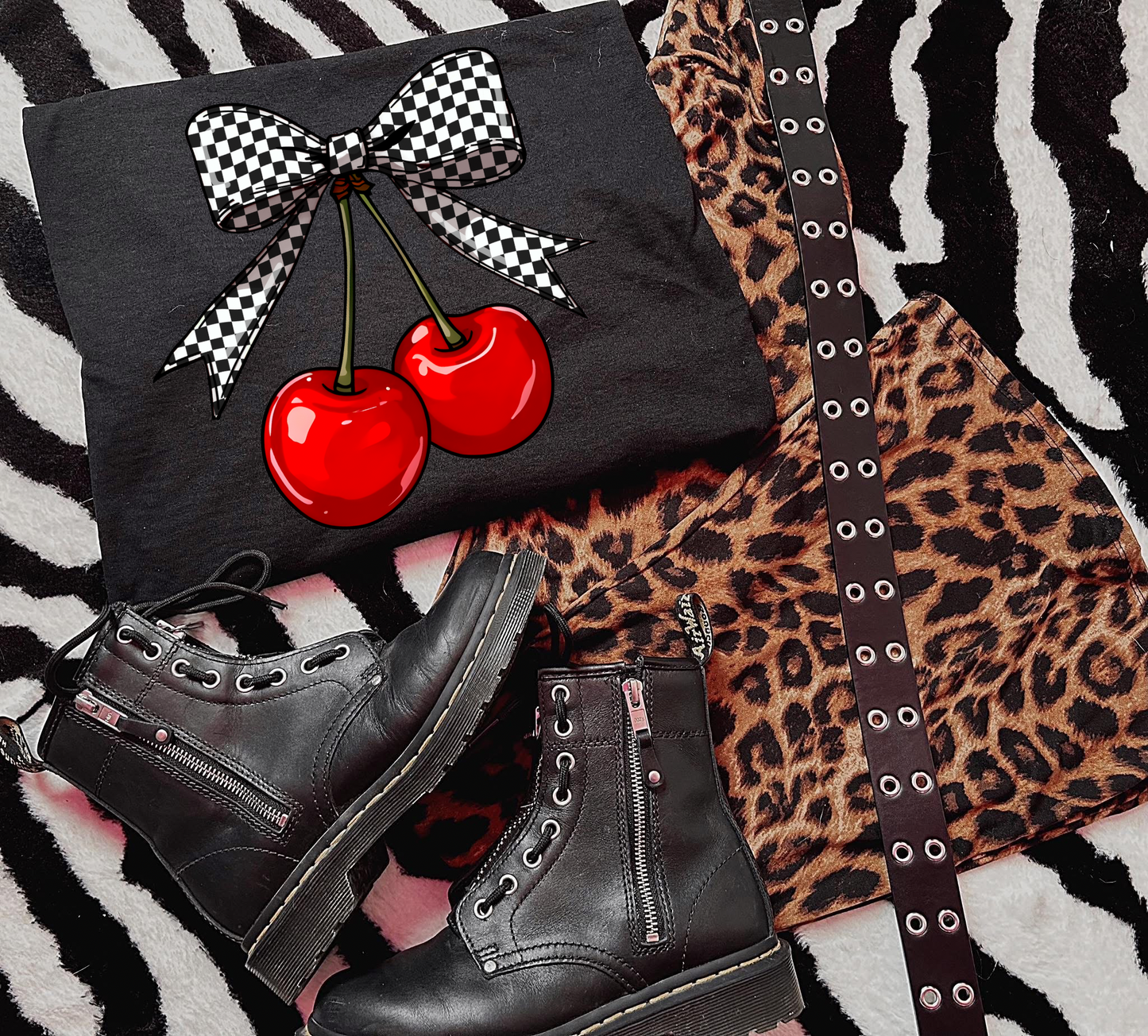 Checkered Cherries Graphic Tee