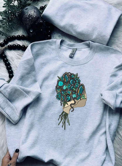Turquoise Bouquet Crewneck