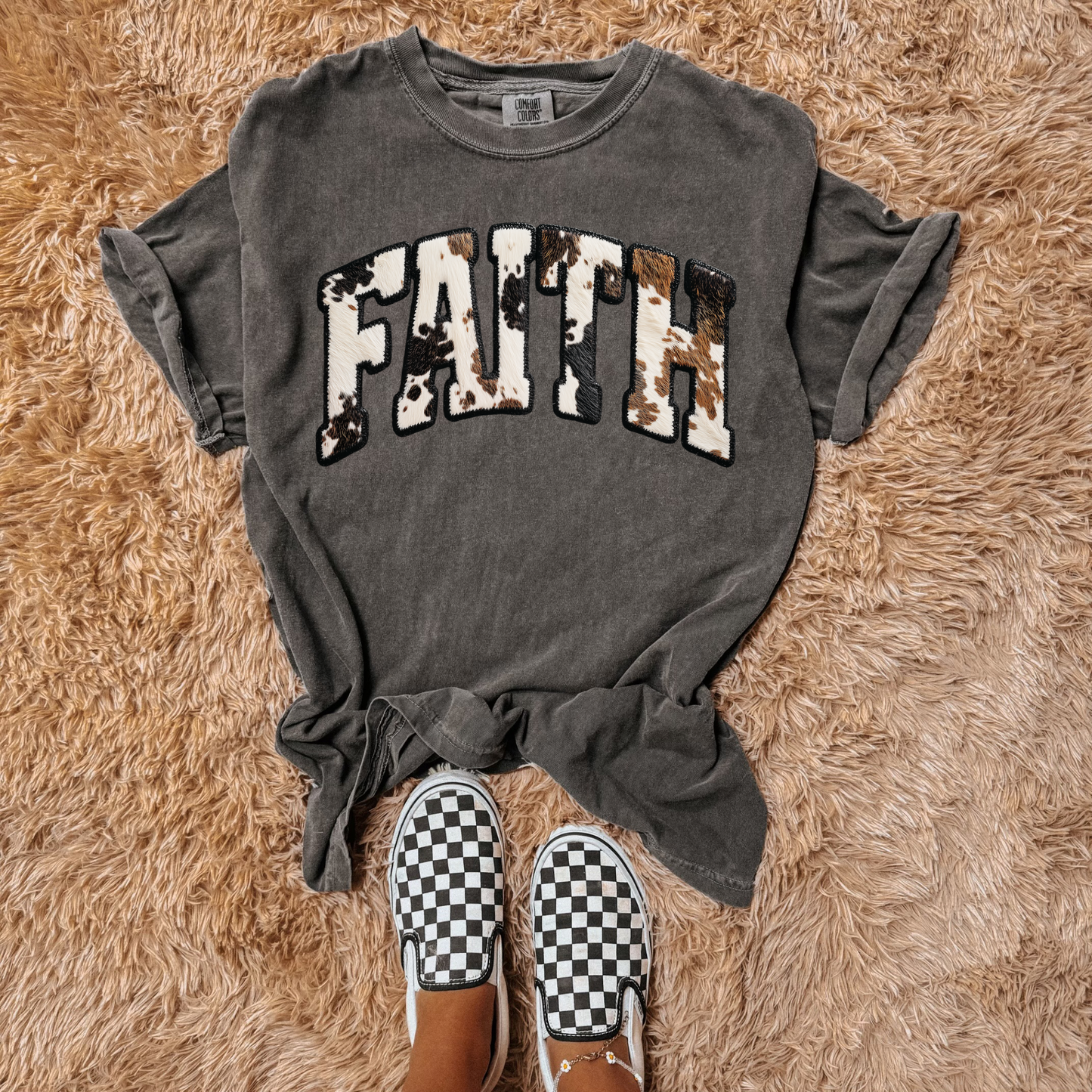 Faith Black Cowprint HTV Transfer