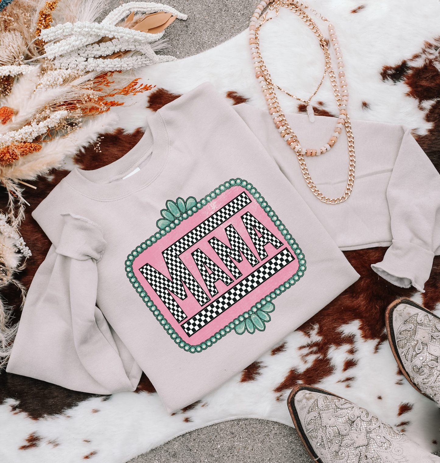 Checkered Mama Crewneck