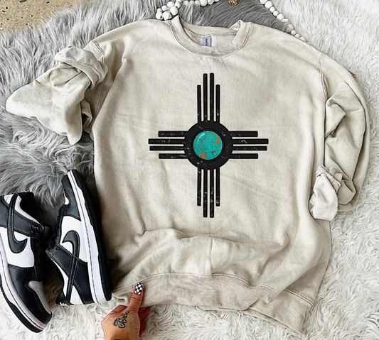 Turquoise Zia Crewneck