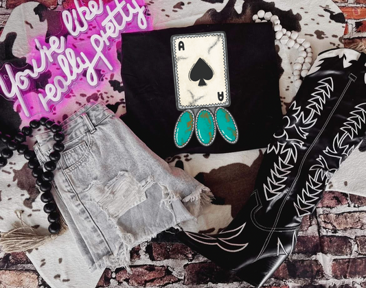 Turquoise Ace Graphic Tee