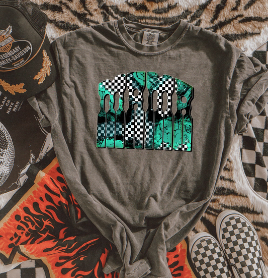 Black & Turquoise Checkered Mama CC Graphic Tee