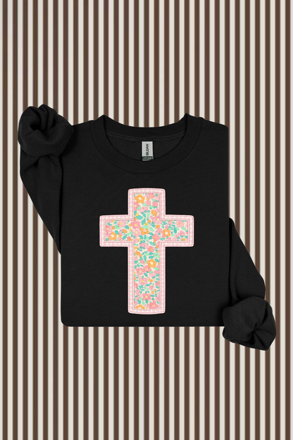 Faux Quilted Cross Sweatshirt