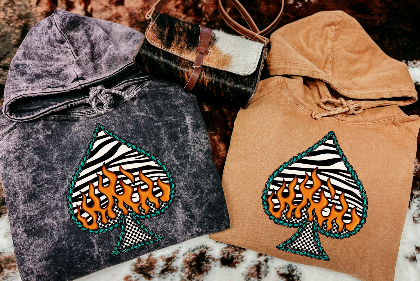 Zebra Spade Mineral Wash Hoodie