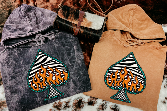 Zebra Spade Mineral Wash Hoodie