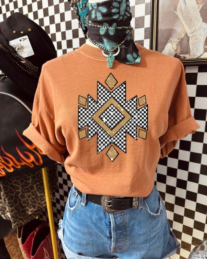 Checkered Aztec CC Graphic Tee