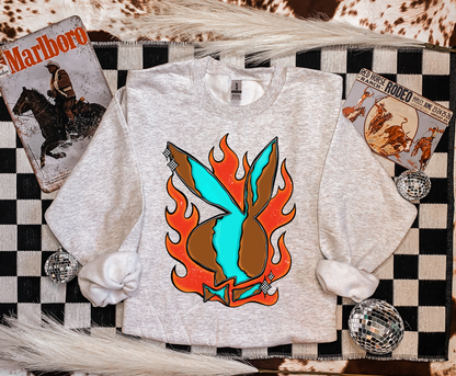 Turquoise & Flames Crewneck