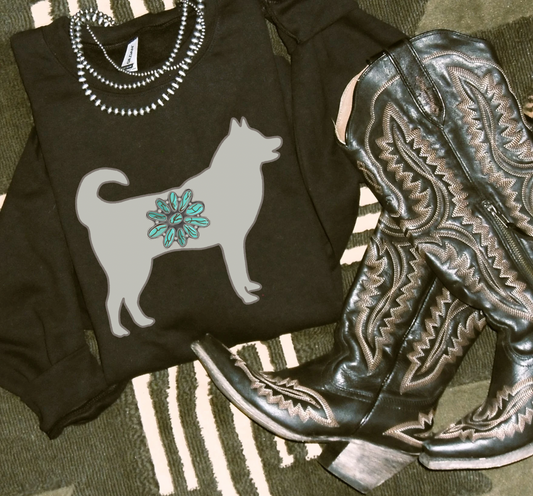 Turquoise Husky Crewneck