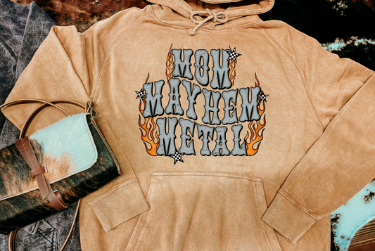 Mom Mayhem Metal Mineral Wash Hoodie