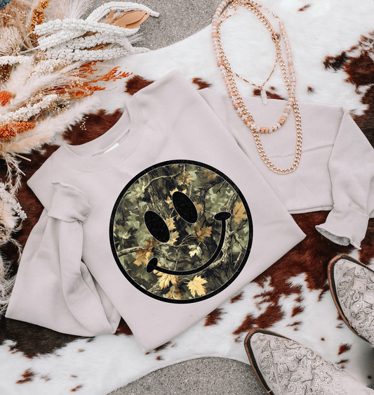 Camo Smiley Crewneck