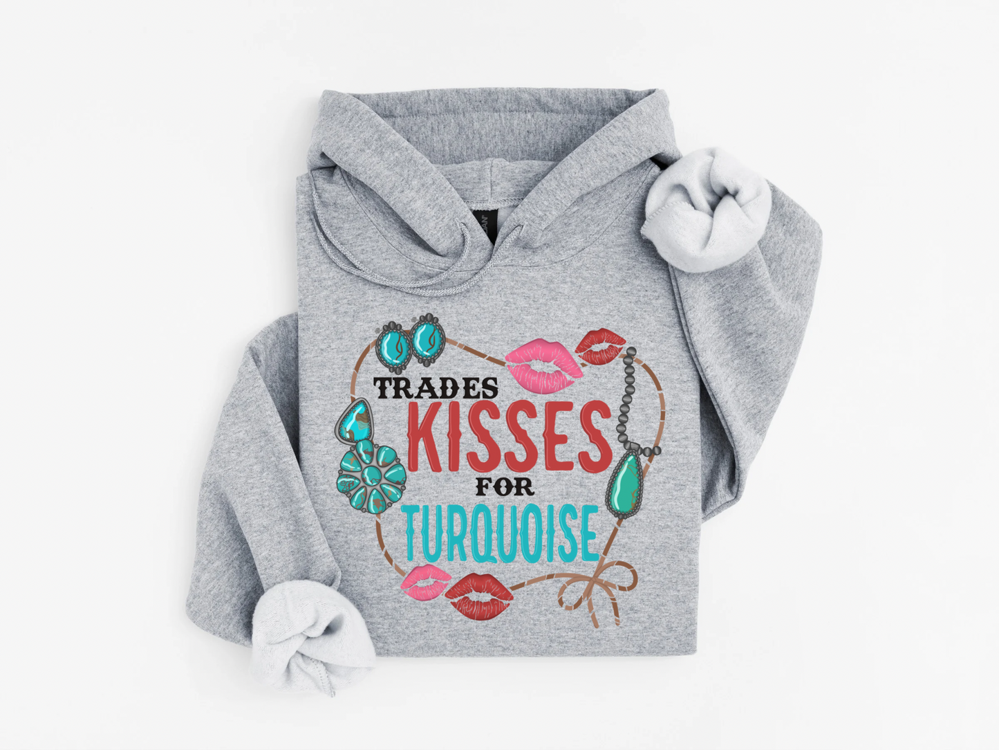 Kisses For Turquoise Hoodie