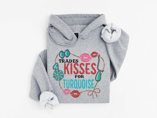 Kisses For Turquoise Hoodie